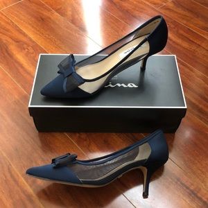Navy Kitten Bow Heels